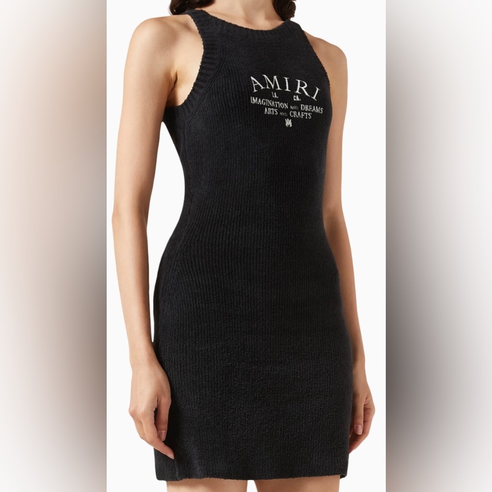 AMIRI Black Ribbed Bodycon Mini Dress - Picture 2 of 8